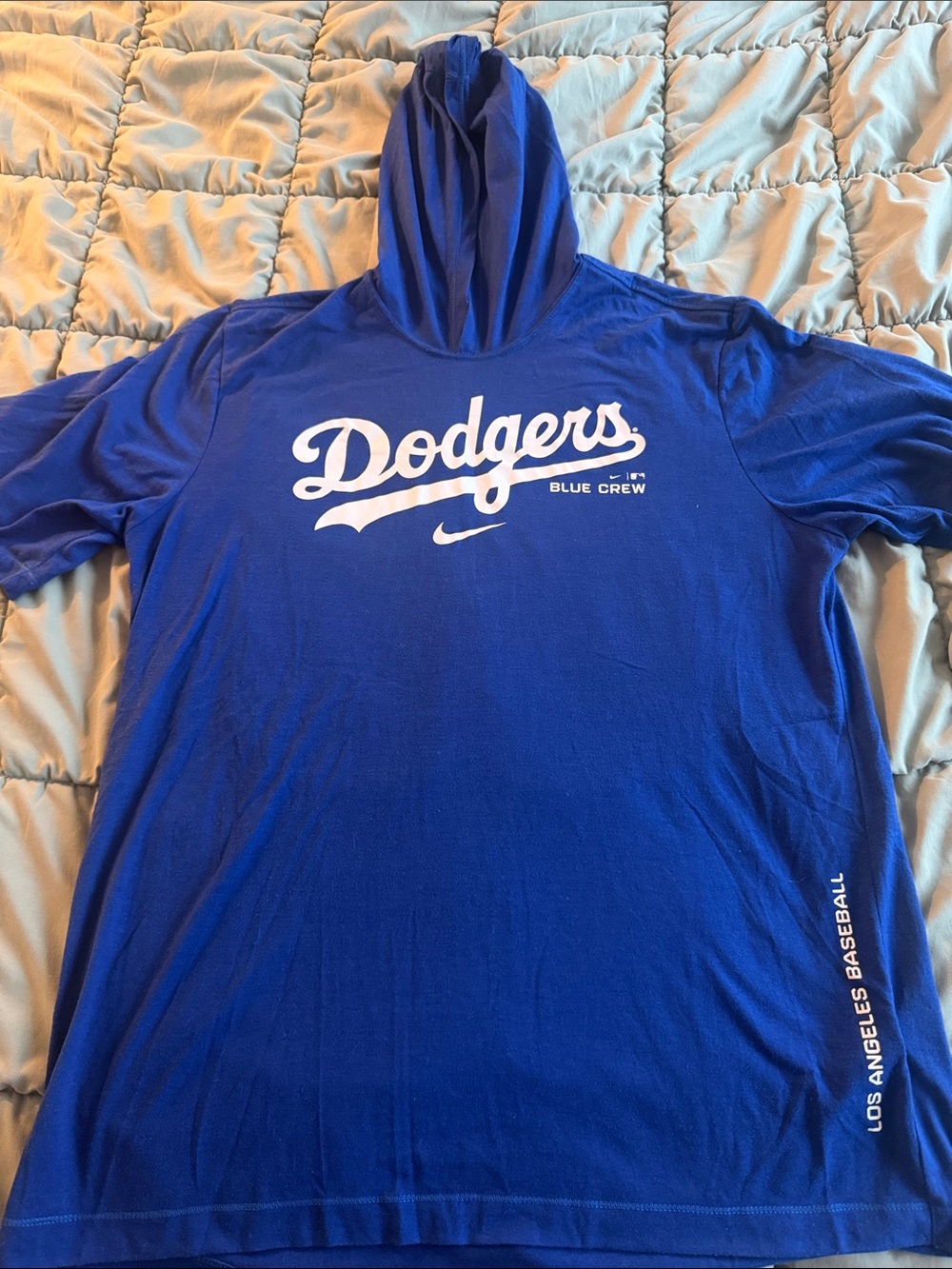 Nike Blue Dodgers Hooded Tee with White Script